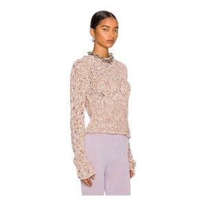 NWT Acne Studios Koreal Open Knit Crop Cotton Blend Dusty Pink Sweater L